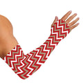 Red Beige And White Chevron Print Sun Protection Arm Sleeves