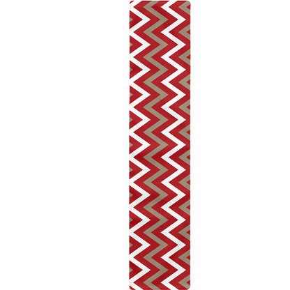 Red Beige And White Chevron Print Table Runner