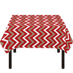 Red Beige And White Chevron Print Tablecloth
