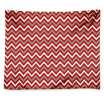 Red Beige And White Chevron Print Tapestry
