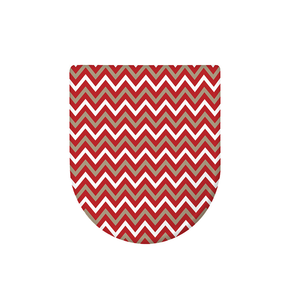 Red Beige And White Chevron Print Toilet Lid Cover