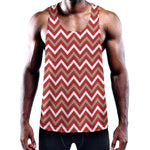 Red Beige And White Chevron Print Training Tank Top