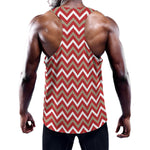 Red Beige And White Chevron Print Training Tank Top