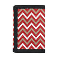 Red Beige And White Chevron Print Trifold Wallet