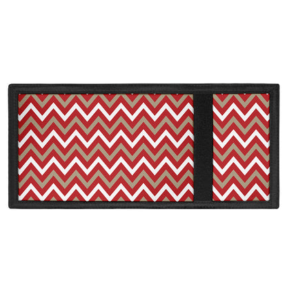 Red Beige And White Chevron Print Trifold Wallet