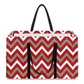 Red Beige And White Chevron Print Utility Tote Bag