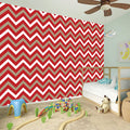 Red Beige And White Chevron Print Wall Sticker