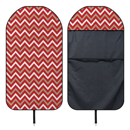 Red Beige And White Chevron Print Waterproof Car Seat Cover