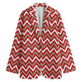 Red Beige And White Chevron Print Women's Cotton Blazer