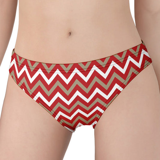 Red Beige And White Chevron Print Women's Panties