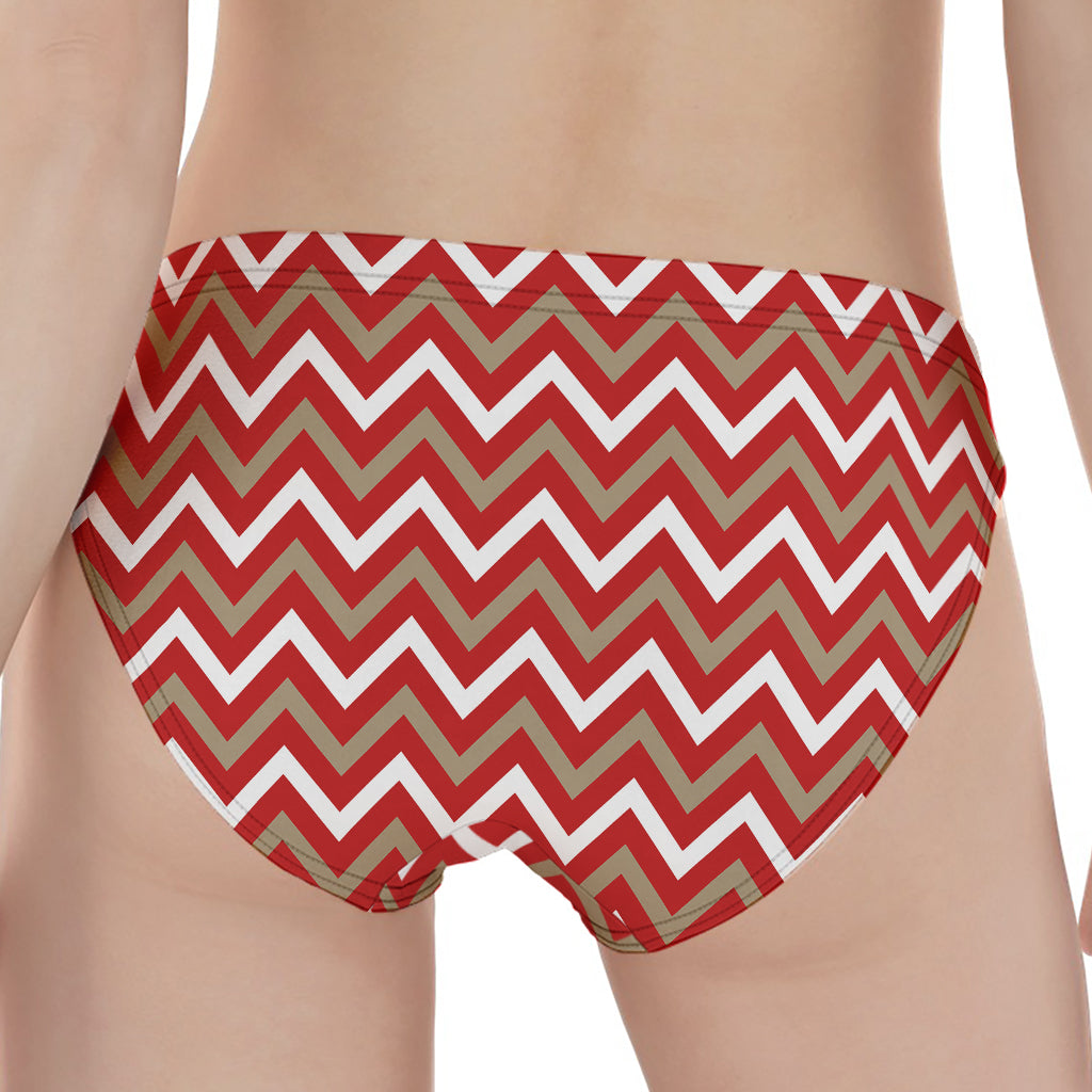Red Beige And White Chevron Print Women's Panties