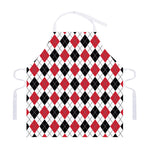 Red Black And White Argyle Pattern Print Adjustable Apron