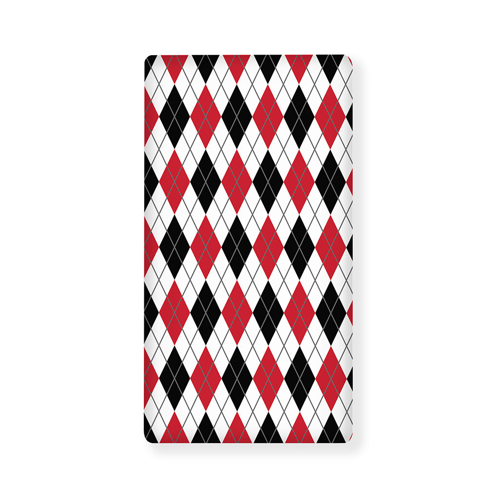 Red Black And White Argyle Pattern Print Baby Crib Sheet