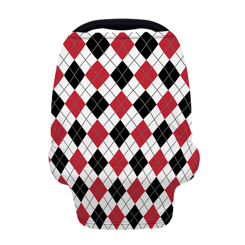 Red Black And White Argyle Pattern Print Baby Seat Cover