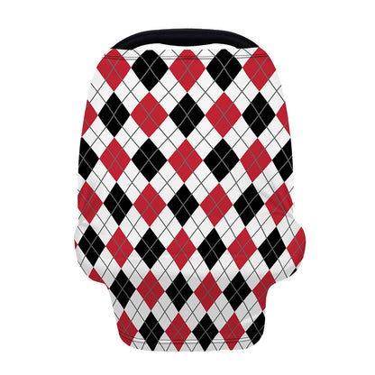 Red Black And White Argyle Pattern Print Baby Seat Cover