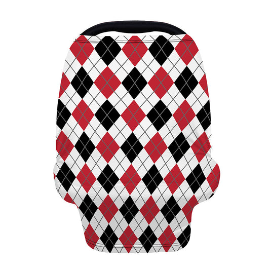 Red Black And White Argyle Pattern Print Baby Seat Cover