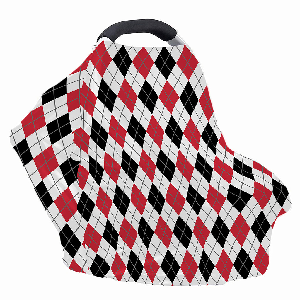 Red Black And White Argyle Pattern Print Baby Seat Cover