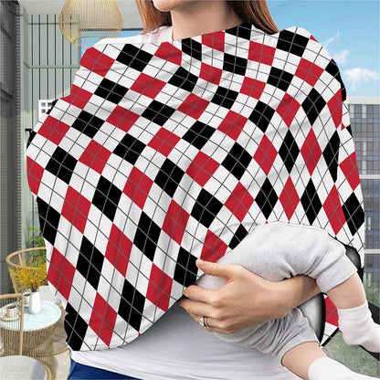 Red Black And White Argyle Pattern Print Baby Seat Cover