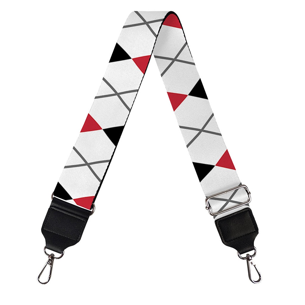 Red Black And White Argyle Pattern Print Bag Strap