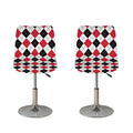 Red Black And White Argyle Pattern Print Bar Stool Covers