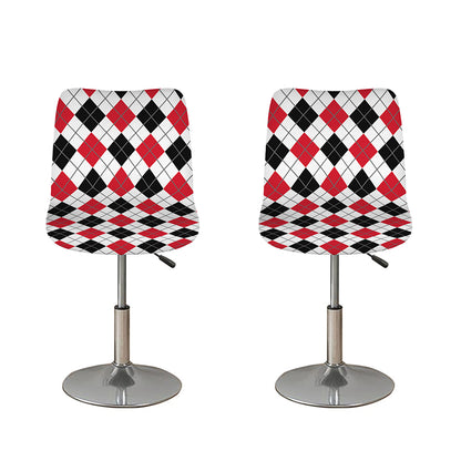Red Black And White Argyle Pattern Print Bar Stool Covers