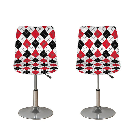 Red Black And White Argyle Pattern Print Bar Stool Covers