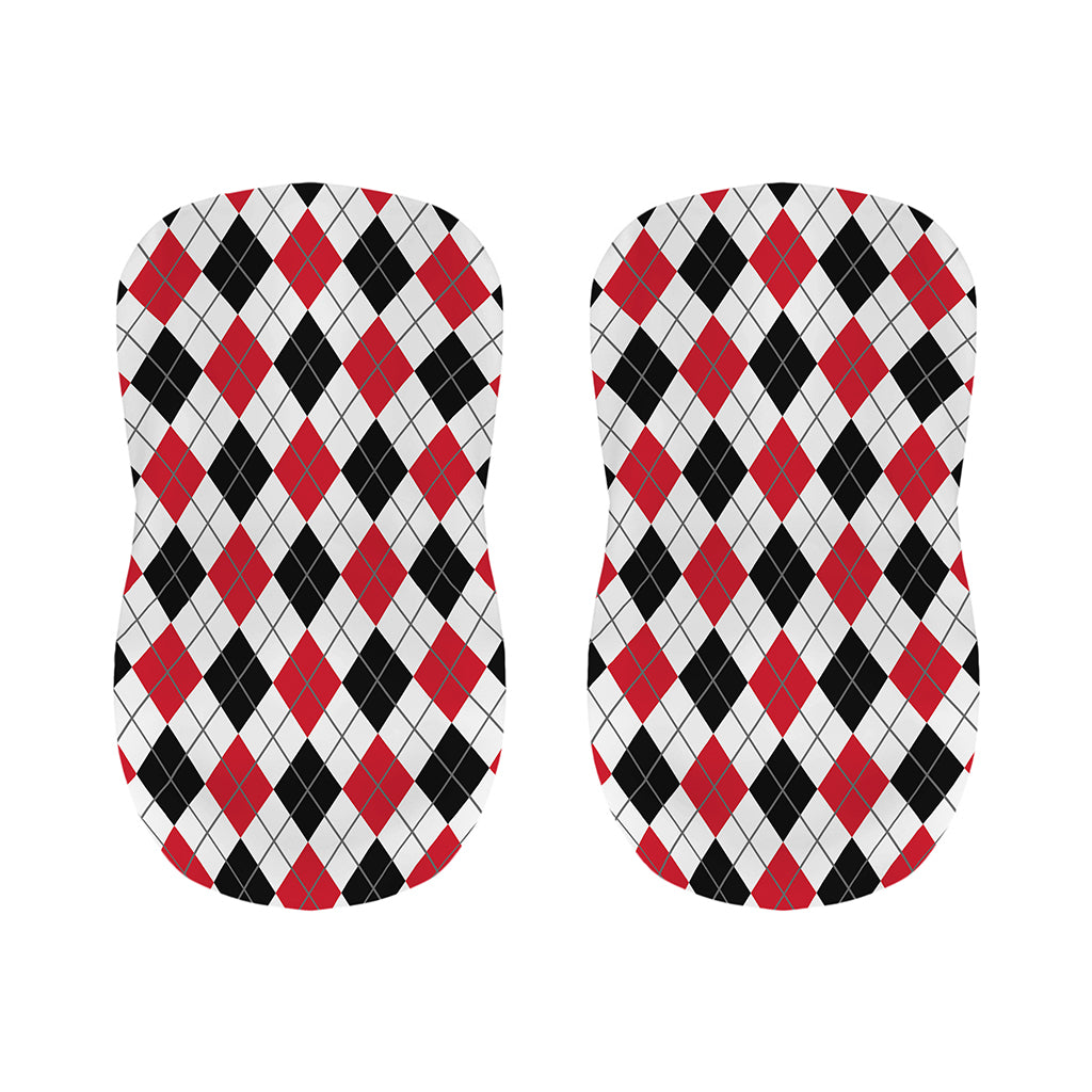 Red Black And White Argyle Pattern Print Bar Stool Covers