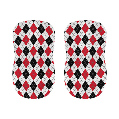 Red Black And White Argyle Pattern Print Bar Stool Covers