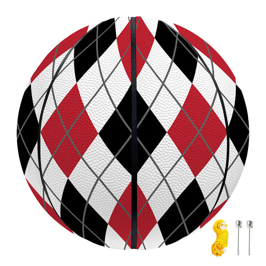 Red Black And White Argyle Pattern Print Basketball