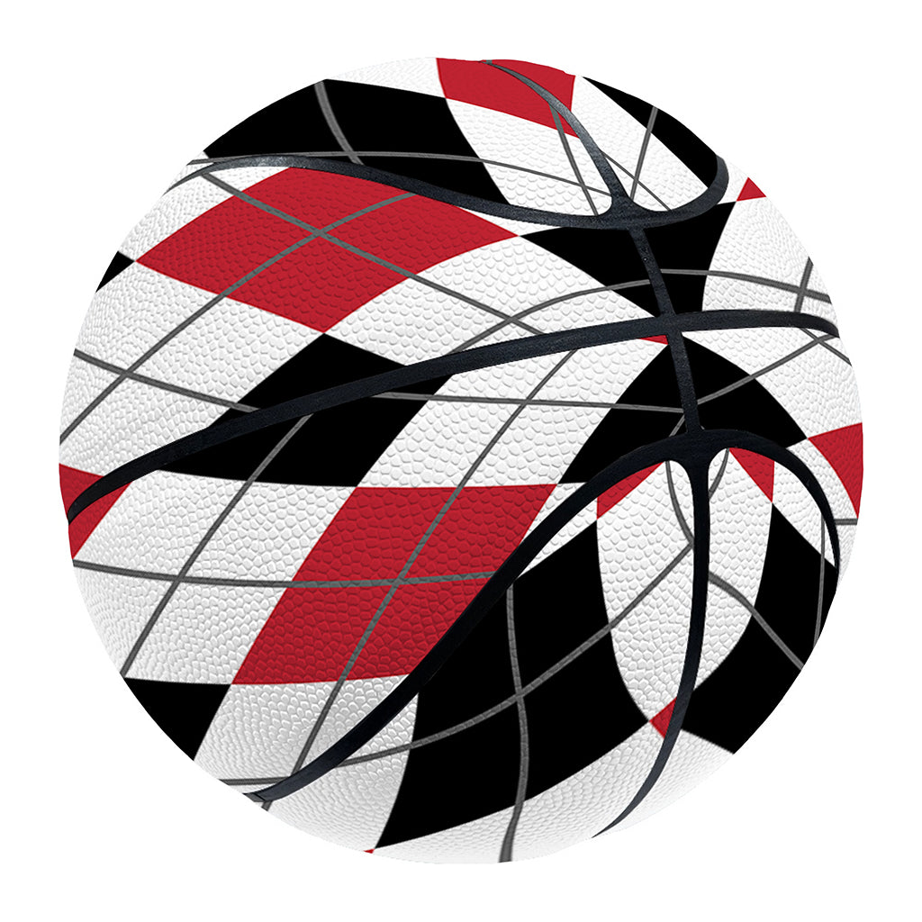 Red Black And White Argyle Pattern Print Basketball