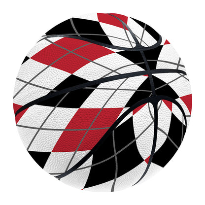 Red Black And White Argyle Pattern Print Basketball