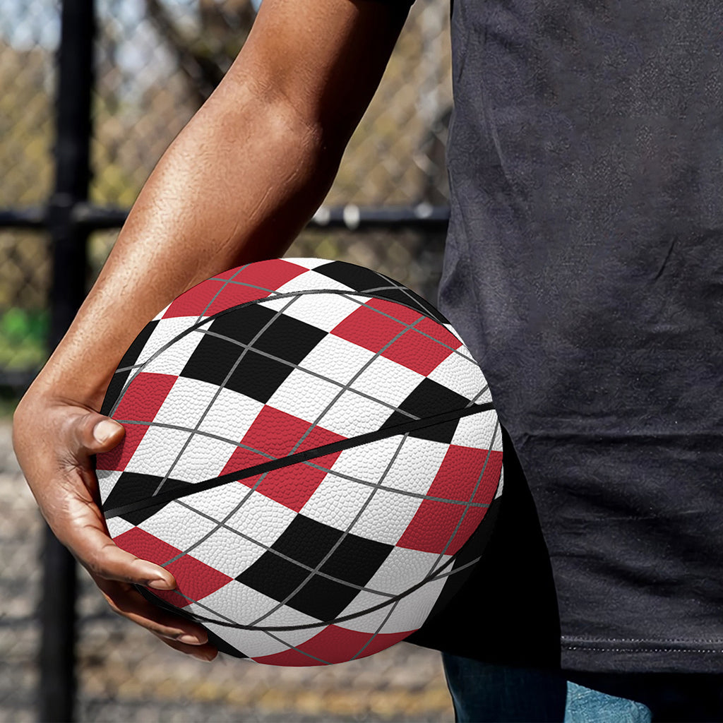 Red Black And White Argyle Pattern Print Basketball