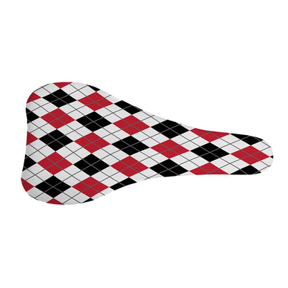 Red Black And White Argyle Pattern Print Bicycle Seat Cover