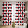 Red Black And White Argyle Pattern Print Blackout Pencil Pleat Curtains