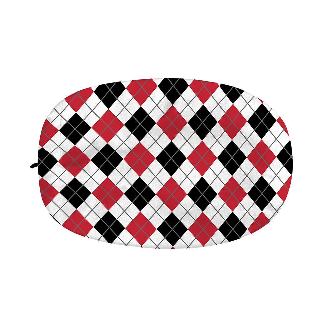 Red Black And White Argyle Pattern Print Car Side Mirror Covers
