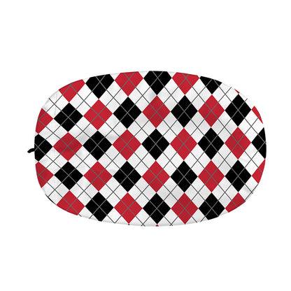 Red Black And White Argyle Pattern Print Car Side Mirror Covers