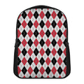 Red Black And White Argyle Pattern Print Casual Backpack