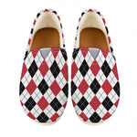 Red Black And White Argyle Pattern Print Casual Shoes