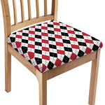 Red Black And White Argyle Pattern Print Chair Cushion Cover