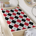 Red Black And White Argyle Pattern Print Changing Pad Cover