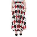 Red Black And White Argyle Pattern Print Chiffon Maxi Skirt