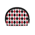 Red Black And White Argyle Pattern Print Coin Purse