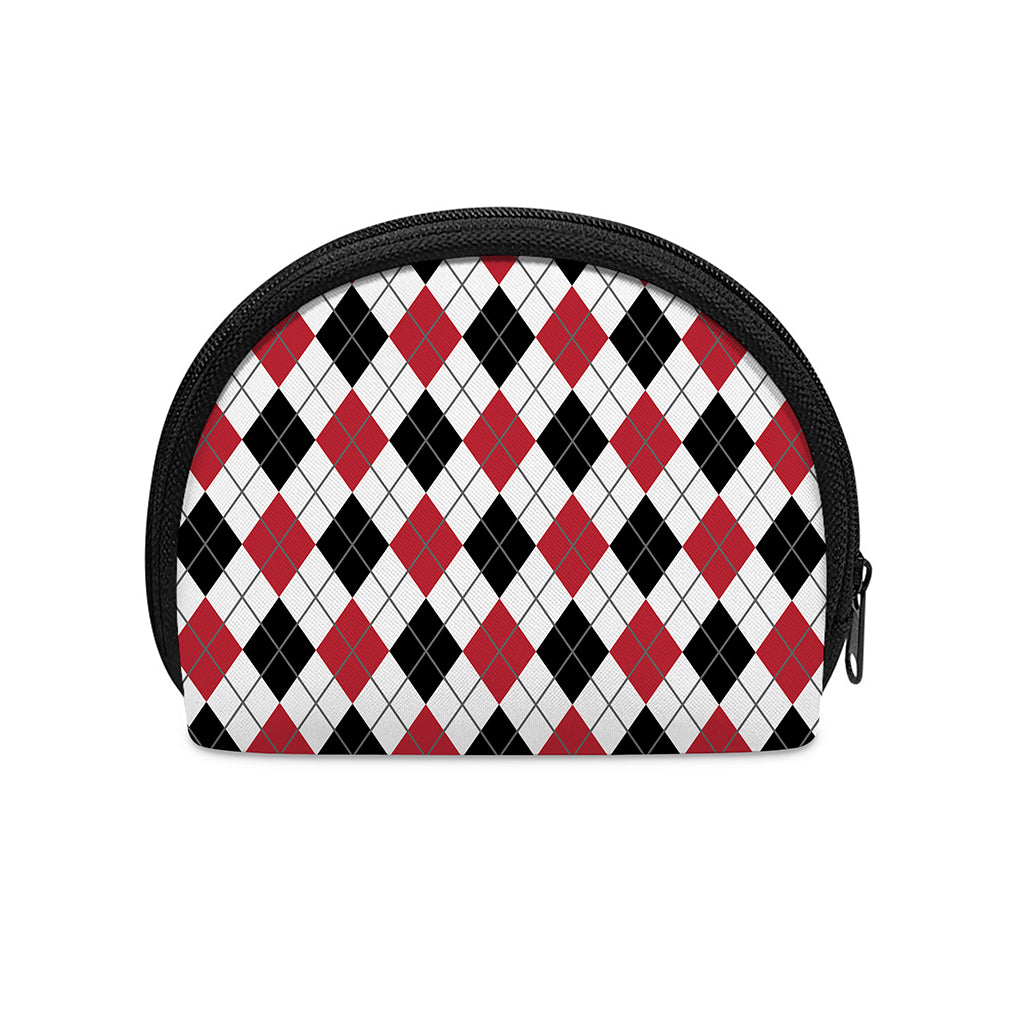 Red Black And White Argyle Pattern Print Coin Purse
