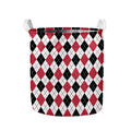Red Black And White Argyle Pattern Print Collapsible Laundry Basket