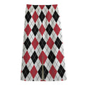 Red Black And White Argyle Pattern Print Cotton Front Slit Maxi Skirt