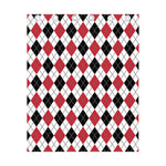 Red Black And White Argyle Pattern Print Curtain