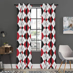 Red Black And White Argyle Pattern Print Curtain