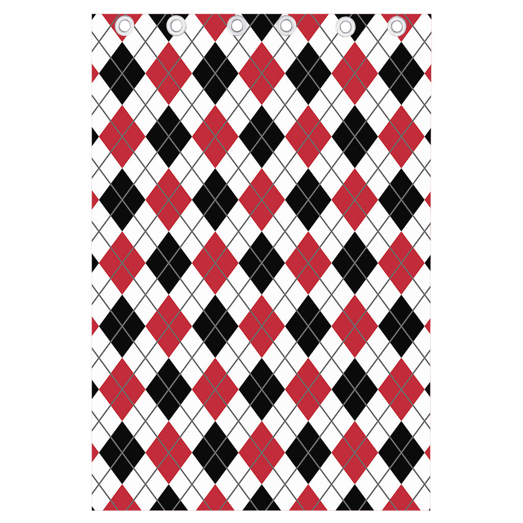 Red Black And White Argyle Pattern Print Curtain