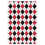 Red Black And White Argyle Pattern Print Curtain