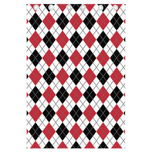 Red Black And White Argyle Pattern Print Curtain